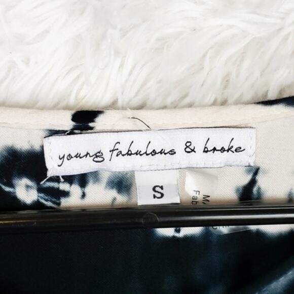 Young Fabulous & Broke Jayden Tie Dye Surplice Wrap Open Front Top Black Ghost - Picture 5 of 8